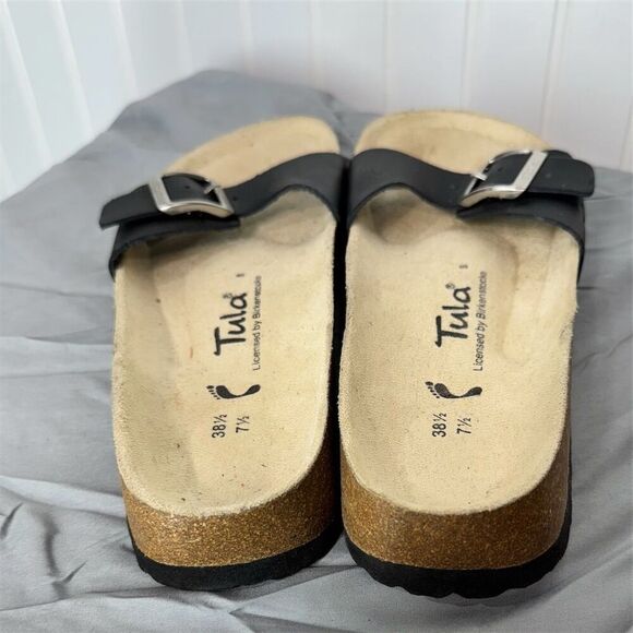 Tula Birkenstock Madrid Black Slide Sandals 7.5 Adjustable Buckle Comfort Boho - Picture 10 of 11